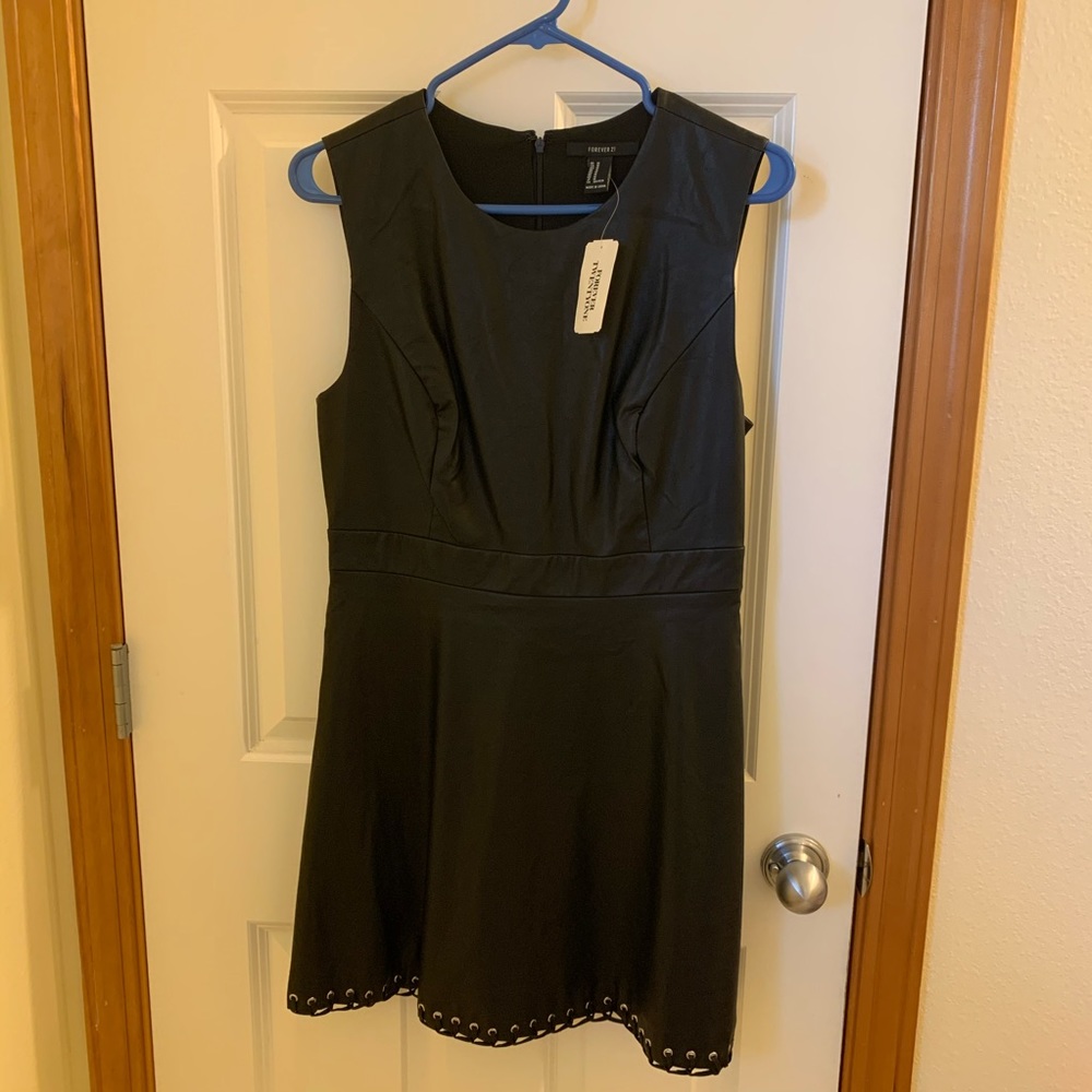 Black leather dress